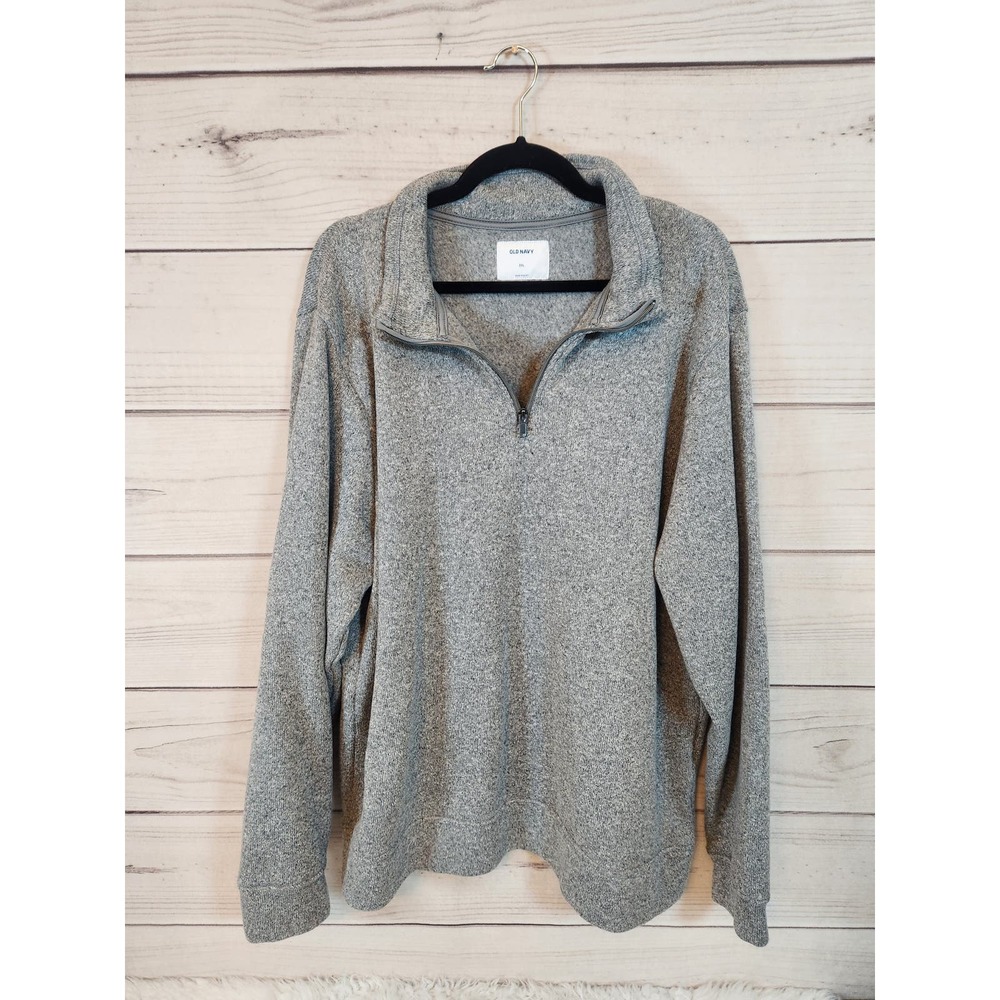 Old Navy Men's Gray Long Sleeve Fleece 1/4 Zip Pullover Sweatshirt Size XXL